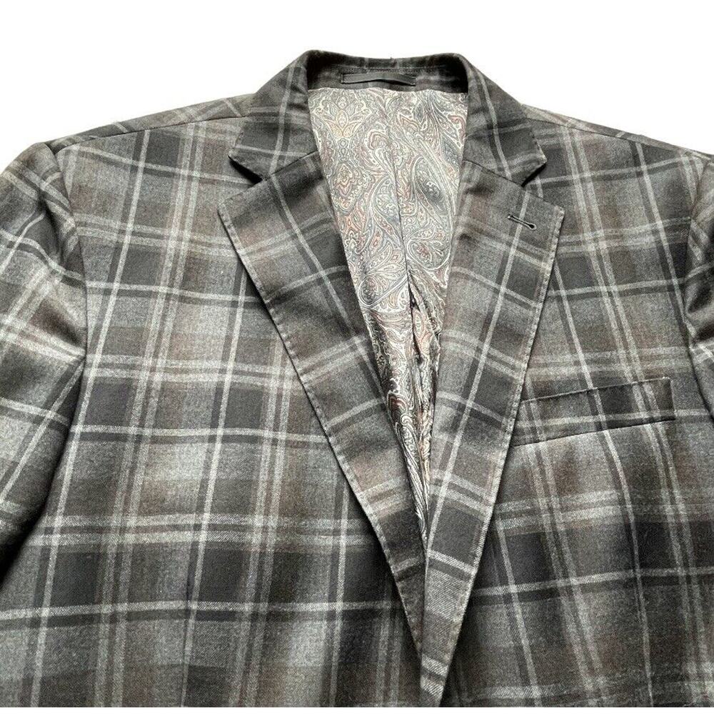Holland & Sherry Sport Coat Mens 44 R Gray Plaid Sherrykash Wool Cashmere Savile - Picture 3 of 11